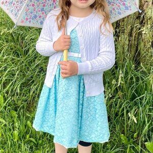 Jona Michelle Girl 5 Yr Dress Spring Floral Blue Lined Dresses Sleeveless Summer